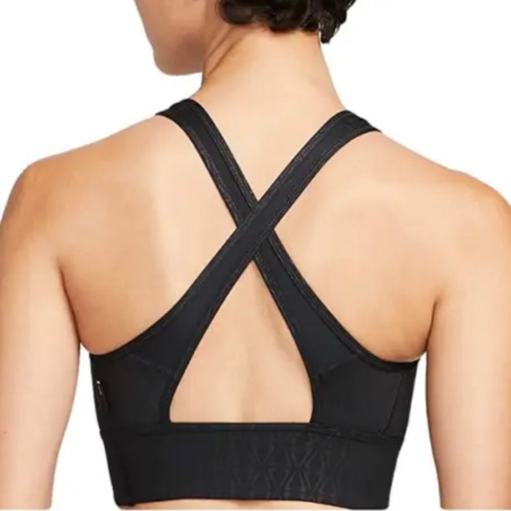 Nike Dri-FIT Swoosh AOP Black Crossback Sports Bra  Size Medium
